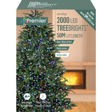 Premier 2000 LED Multi Action Christmas Treebrights with Timer – Indoor & Outdoor String Lights – Available in White, Multi, Red, Vintage Gold, Red/White/Blue & Warm White on Green Cable