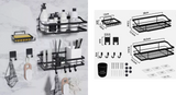 4pcs Bathroom Shower Caddy Kitchen Shelf Rack Organiser Wall Mounted Black