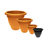 Winchester Round Planter 20cm - 40cm Ebony & Terracotta