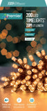 Premier Battery Operated 200 Flexbright LEDs Multi-Action String Lights with Timer – Indoor & Outdoor Decorative Fairy Lights (Available in Multiple Colours & Cable Options)