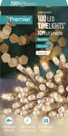 Premier 100 LED Timelights Battery Operated 10m Multi-Action String Christmas Tree Lights – Available in Multiple Colors & Cables