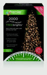 Premier 2000 LED Multi Action Christmas Treebrights with Timer – Indoor & Outdoor String Lights – Available in White, Multi, Red, Vintage Gold, Red/White/Blue & Warm White on Green Cable