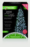 Premier 2000 LED Multi Action Christmas Treebrights with Timer – Indoor & Outdoor String Lights – Available in White, Multi, Red, Vintage Gold, Red/White/Blue & Warm White on Green Cable