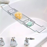 SupaHome Extandable Chrome Over Plated Bath Rack Shower Tray Tub Caddy 3 Compartment Shelf Modern