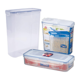 Locknlock Clear Rectangular Plastic Food Storage Container Cereal Dispenser with Flip Top Lid Clear/Blue Airtight Ideal For Cereals Grains Nuts and Dried Fruits 1L - 4.3L