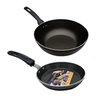 CookClassic Deep Stir Blini/One Egg Wok Non Stick Deep Frying Pans Black For Cooking 15 - 28cm