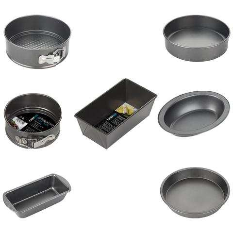 Chef Aid Non Stick Pans Various Types - Cake Pan,Sandwich Pan, Springform Cake Pan,Oval Pie Dish & 1lb and 2lb Loaf Pan For Bread, Loaves, Cakes and Bakes