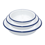 Falcon Pie Dishes Round - Traditional White Blue Trim Round Pie Dishes, 18cm, 20cm, 22cm