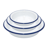 Falcon Pie Dishes Round - Traditional White Blue Trim Round Pie Dishes, 18cm, 20cm, 22cm
