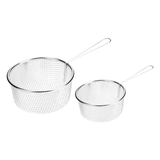 Mtk Housewares Chip Baskets 8" To Fit 9" Pan & 7" To Fit 8" Pan Chip Handle-Stainless Steel Frying Pan Deep Fryer Basket for Straining French Fries and Various Foods