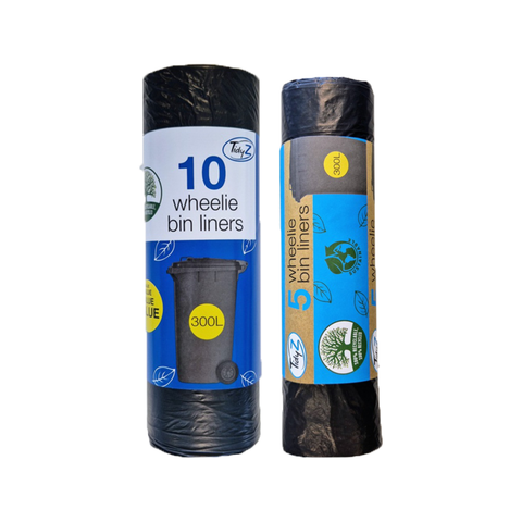 TIDY  Roll of wheelie Bin liners extra-Tuff Strong & Secure Large Dustbin Liners Tear Resistant Waste Rubbish Black Bags 300L