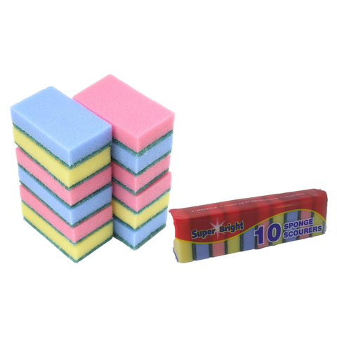 Superbright Sponge Scourers, Dual-Sided Scourers Sponge, Scratch-Free Cleaning Tools, Versatile Washing Up Sponge, Durable Minky Scrubber, Portable & Easy Handle Kitchen Cleaner