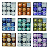 Premier Set of 9 Christmas Decorated Tree Baubles Balls 6cm – Available in 10 Colours (Midnight Blue, Champagne Gold, Green, Ice Blue, Pink, Purple, Red, Rose Gold, Silver, White)