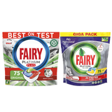 Fairy Platinim Plus All In One Lemon Giga Pack P & G & Original Dishwasher Tablets Capsules - 75 count washing Household Pack Scented Fragrance All In One for Sparkling Clean Dishes