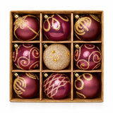 9 x 60mm Luxury Premium Glitter Christmas Baubles, Christmas Tree Decorations, Decorative Bauble Balls, 8 Colour Options: Midnight Blue, Silver, Champagne Gold, White, Caramel, Black, Green & Plum & 150pc Metal Hooks