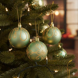 9 x 60mm Luxury Premium Glitter Christmas Baubles, Christmas Tree Decorations, Decorative Bauble Balls, 8 Colour Options: Midnight Blue, Silver, Champagne Gold, White, Caramel, Black, Green & Plum & 150pc Metal Hooks