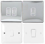 Single Or Double Light Switch 1-3 Gang 2 Way Wall On/Off Switch Polished Chrome