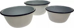 Falcon Pudding Basin Bowls - Traditional Enamel Pie Dish Baking Oven White Blue Tin 12 - 16cm
