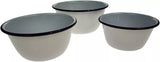 Falcon Pudding Basin Bowls - Traditional Enamel Pie Dish Baking Oven White Blue Tin 12 - 16cm