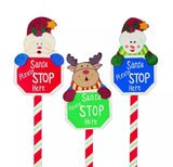 Wooden Santa Stop Here Sign Garden Stake Father Christmas Santa Design 76cm