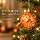 9 x 60mm Luxury Premium Glitter Christmas Baubles, Christmas Tree Decorations, Decorative Bauble Balls, 8 Colour Options: Midnight Blue, Silver, Champagne Gold, White, Caramel, Black, Green & Plum & 150pc Metal Hooks