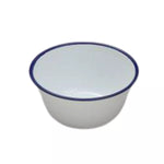 Falcon Pudding Basin Bowls - Traditional Enamel Pie Dish Baking Oven White Blue Tin 12 - 16cm