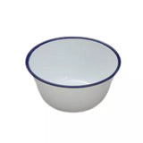 Falcon Pudding Basin Bowls - Traditional Enamel Pie Dish Baking Oven White Blue Tin 12 - 16cm