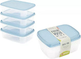 Wham Food Storage Plastic Kitchen Lunch Box Container With Lid 1L Set Of 4