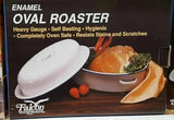 Enamel Oval Roaster Dish Roasting Oven Tray Casserole Pan White With Lid - 26cm