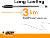 BIC Cristal Medium BallPoint Pens Smudge-free 1.0MM Biros Blue Pen Office