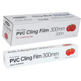 Catering Cling Film - Kitchen Cling Film Food Wrap Rolls Plastic Film | Catering Cling Film 300mm| Clear PVC Kitchen Film Poly Wrap for All Food Wrapping, Commercial Use