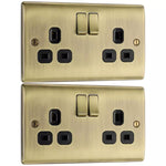 2 x BG Nexus Double Switched Socket 13A 2 Gang Antique Brass NAB22B
