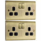 2 x BG Nexus Double Switched Socket 13A 2 Gang Antique Brass NAB22B
