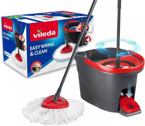 Vileda Easy Wring Clean Turbo Smart Spin Microfibre Mop And Bucket Set + Refills