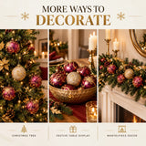 9 x 60mm Luxury Premium Glitter Christmas Baubles, Christmas Tree Decorations, Decorative Bauble Balls, 8 Colour Options: Midnight Blue, Silver, Champagne Gold, White, Caramel, Black, Green & Plum & 150pc Metal Hooks