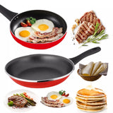 Non-Stick Coating Frying Pan Omelette Pan All Stoves Compatible Aluminum Kitchen Cookware 28cm Red Scratch Resistant