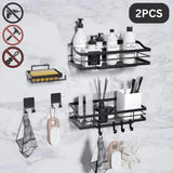 2Pcs Bathroom Shower Caddy Shelf Organiser No Drill Wall Mounted Shower Shelves