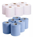 Centrefeed Blue White Rolls 2ply Embossed Kitchen Hand Wipes Paper Towels Tissue