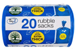 Tidyz Extra Thick Blue Rubble Sacks Builders Rubbish Waste Heavy Duty Strong Bags High Strength - Roll 10