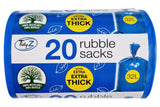 Tidyz Extra Thick Blue Rubble Sacks Builders Rubbish Waste Heavy Duty Strong Bags High Strength - Roll 10