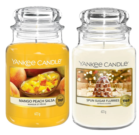 Yankee Candle Scented Fragrance Candles Tumbler | Mango Peach Salsa| Spun Sugar Flurries Home Large Glass Jar 623g Burn Time: up to 150 Hours