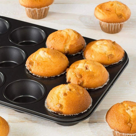 24 Cup Mini Muffin Bakeware Cupcake Baking Sheet Oven Tray Silicone Mould Bakeware Cookies Pan - Black
