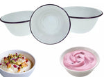 Falcon Pudding Basin Bowls - Traditional Enamel Pie Dish Baking Oven White Blue Tin 12 - 16cm