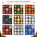 9 x 60mm Luxury Premium Glitter Christmas Baubles, Christmas Tree Decorations, Decorative Bauble Balls, 8 Colour Options: Midnight Blue, Silver, Champagne Gold, White, Caramel, Black, Green & Plum & 150pc Metal Hooks