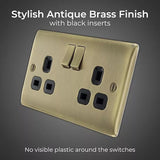 2 x BG Nexus Double Switched Socket 13A 2 Gang Antique Brass NAB22B