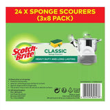 Scotchbrite Classic Sponge Scourer Heavy Duty Durable Dish Kitchen Clean 24 Pack