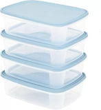 Wham Food Storage Plastic Kitchen Lunch Box Container With Lid 1L Set Of 4