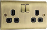 2 x BG Nexus Double Switched Socket 13A 2 Gang Antique Brass NAB22B