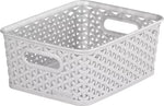 Curver Nestable Rattan Plastic Storage Basket Dot Boxes Tray Kitchen Home Office 13L