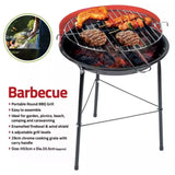 Portable Charcoal BBQ Barbecue Cooking Grill Trolley Picnic Garden Outdoor 33cm Round Patio Cam